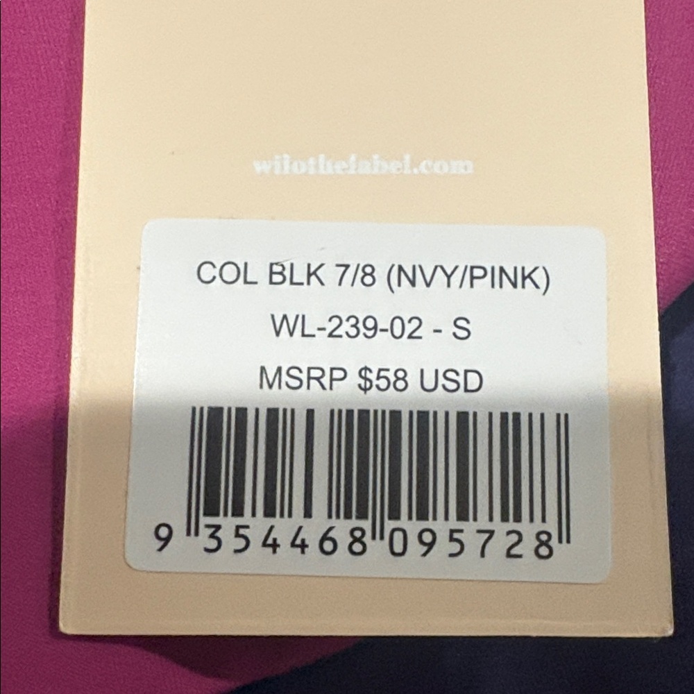 Wilo Athleisure 7/8 High-Rise Yoga Pants Navy Pink Size S NWT - Picture 4 of 6